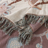 Orchid Bloom Jacquard Cotton Bedspread - Tassel Blanket