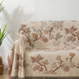 Orchid Bloom Jacquard Cotton Bedspread - Tassel Blanket