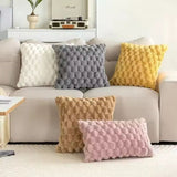 Textured Cushion Cover - Plush 3D Grid Sofa Pillow Cover