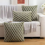 Textured Cushion Cover - Plush 3D Grid Sofa Pillow Cover