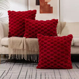 Textured Cushion Cover - Plush 3D Grid Sofa Pillow Cover