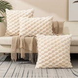 Textured Cushion Cover - Plush 3D Grid Sofa Pillow Cover