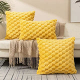 Textured Cushion Cover - Plush 3D Grid Sofa Pillow Cover