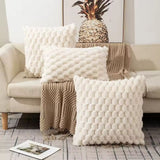 Textured Cushion Cover - Plush 3D Grid Sofa Pillow Cover