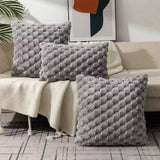 Textured Cushion Cover - Plush 3D Grid Sofa Pillow Cover