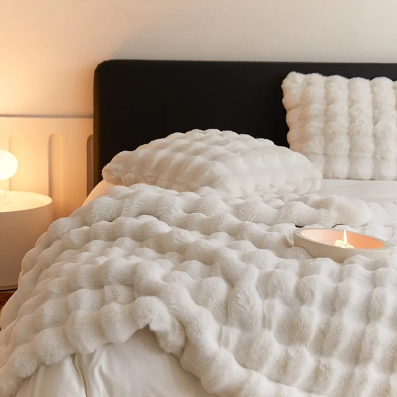 Faux Fur Throw Blanket - Soft Plush Sofa & Bed Blanket