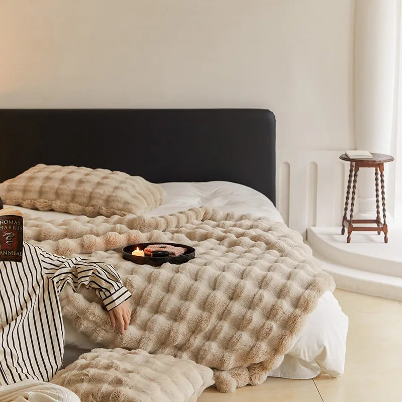 Faux Fur Throw Blanket - Soft Plush Sofa & Bed Blanket
