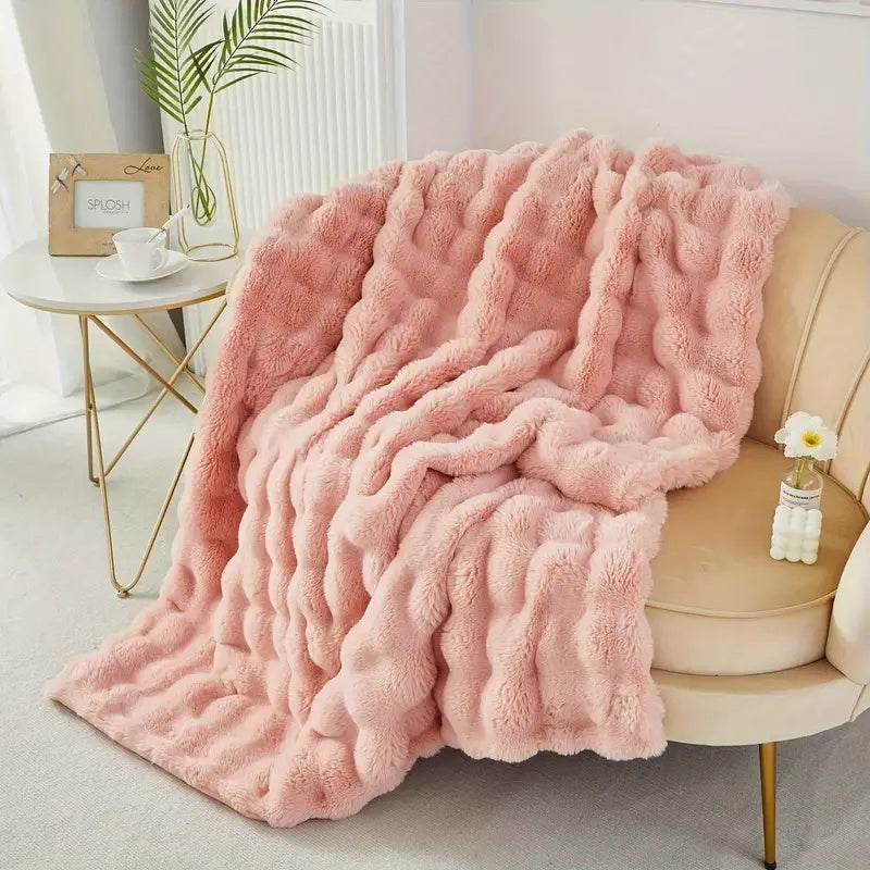 Faux Fur Throw Blanket - Soft Plush Sofa & Bed Blanket