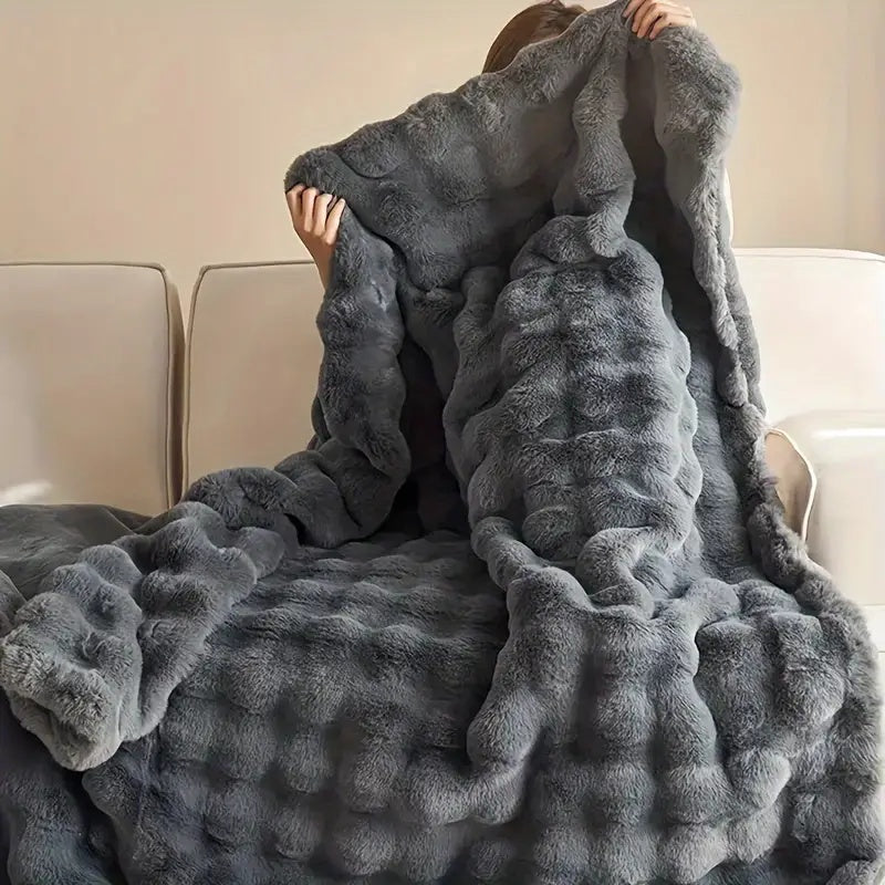 Faux Fur Throw Blanket - Soft Plush Sofa & Bed Blanket