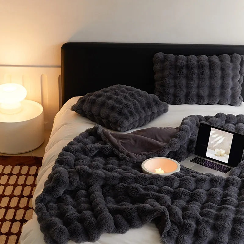 Faux Fur Throw Blanket - Soft Plush Sofa & Bed Blanket