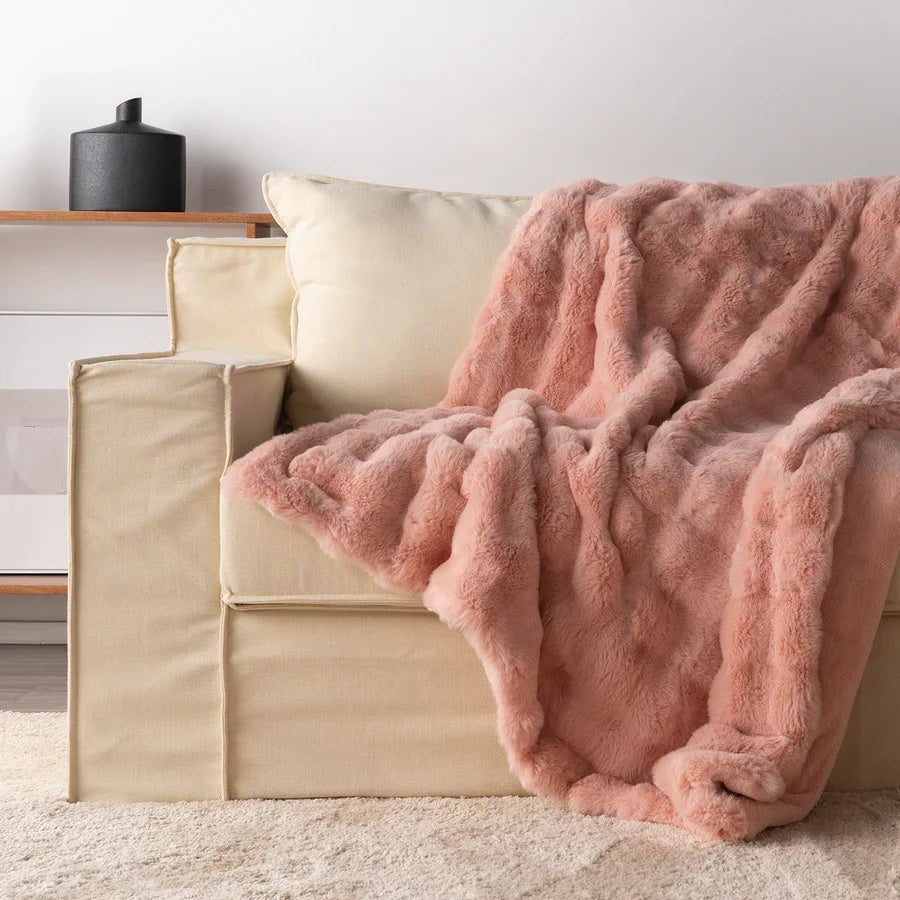 Faux Fur Throw Blanket - Soft Plush Sofa & Bed Blanket