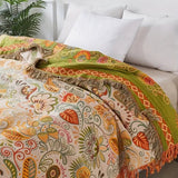 Blom Reversible Cotton Gauze Blanket - Boho Throw
