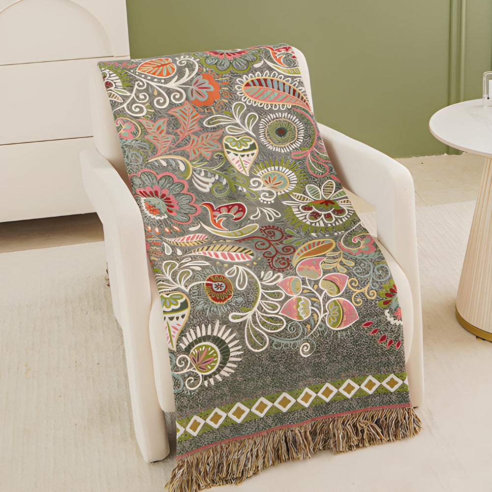 Blom Reversible Cotton Gauze Blanket - Boho Throw