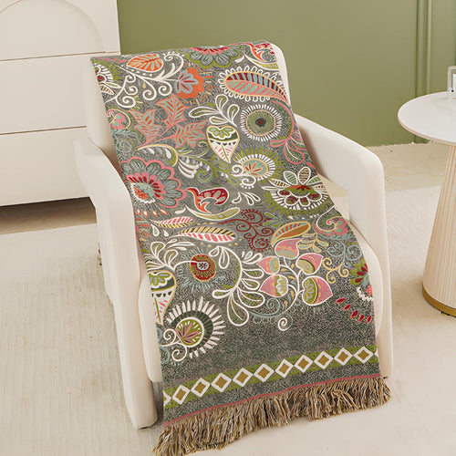Blom Reversible Cotton Gauze Blanket - Boho Throw