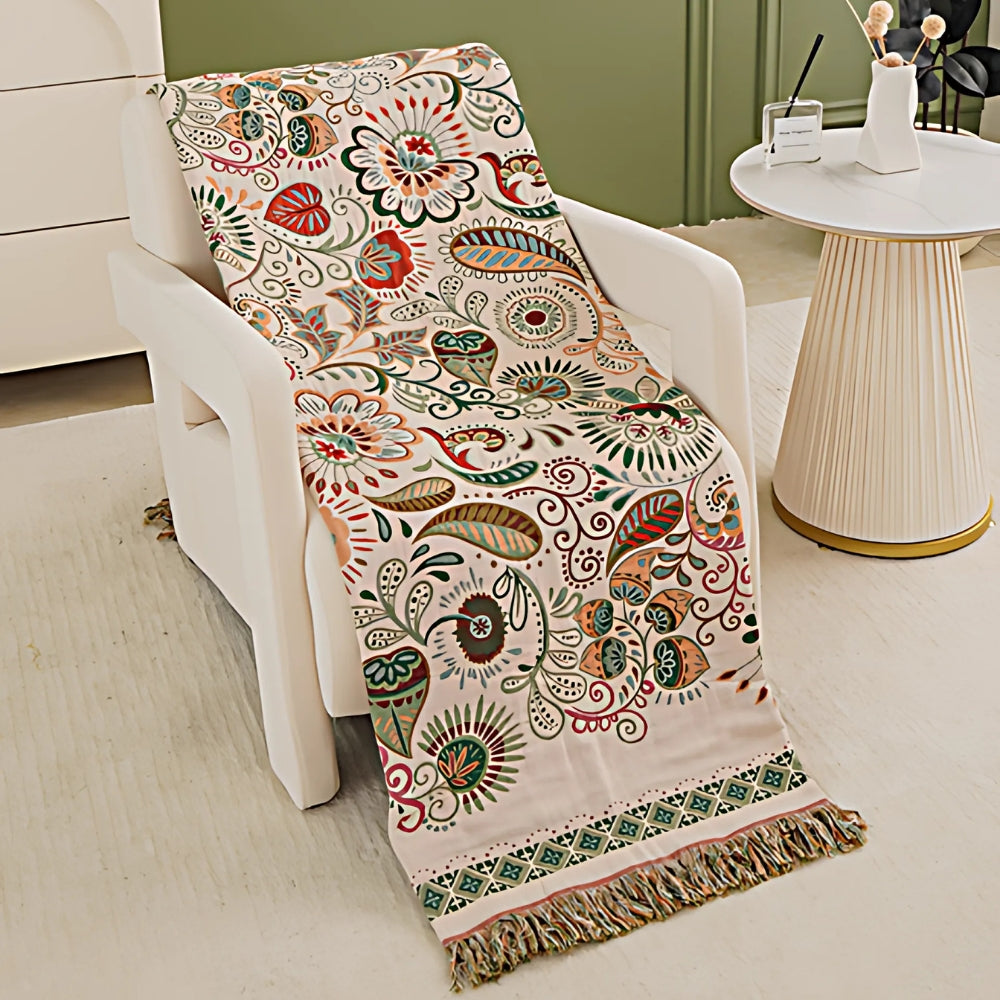 Blom Reversible Cotton Gauze Blanket - Boho Throw