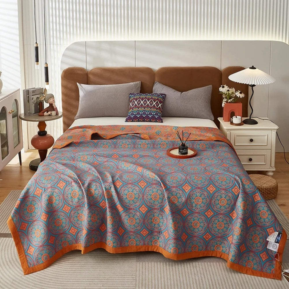 Sommar Reversible Cotton Blanket - Lightweight Summer Throw