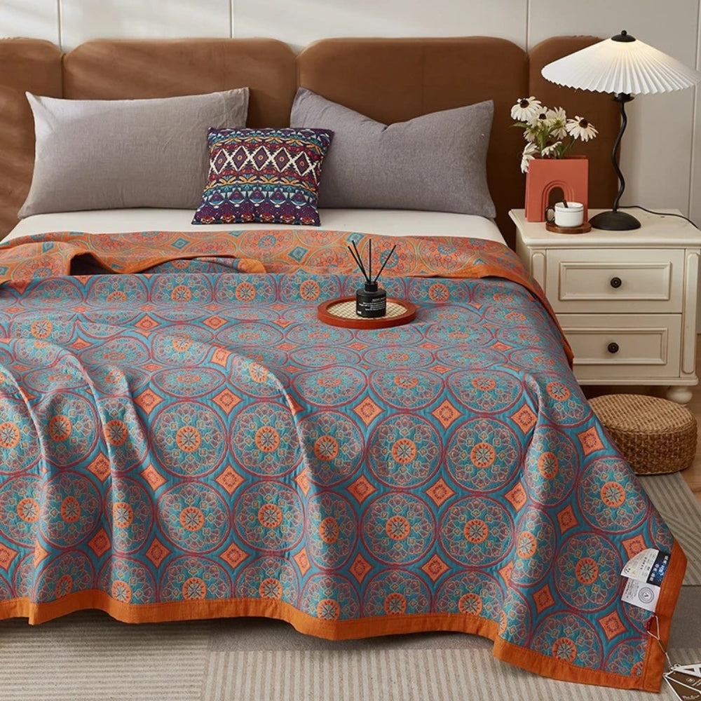 Sommar Reversible Cotton Blanket - Lightweight Summer Throw