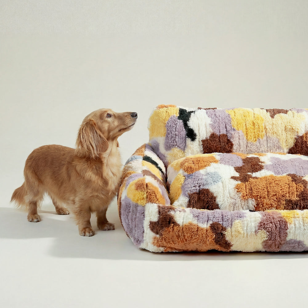 SnugSofa Pet Bed - Plush Bolster Sofa Bed for Cats & Dogs