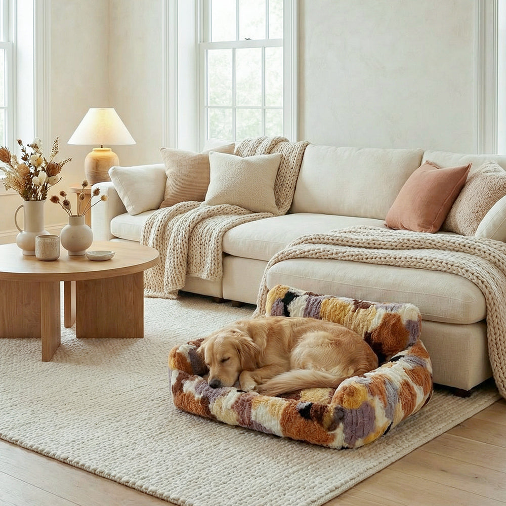 SnugSofa Pet Bed - Plush Bolster Sofa Bed for Cats & Dogs
