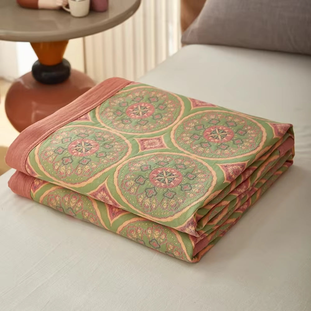 Ginkgo Breeze Summer Blanket - Reversible Cotton Bedspread