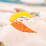 Aviary Bird Print Cotton Blanket - Boho Tassel Bedspread