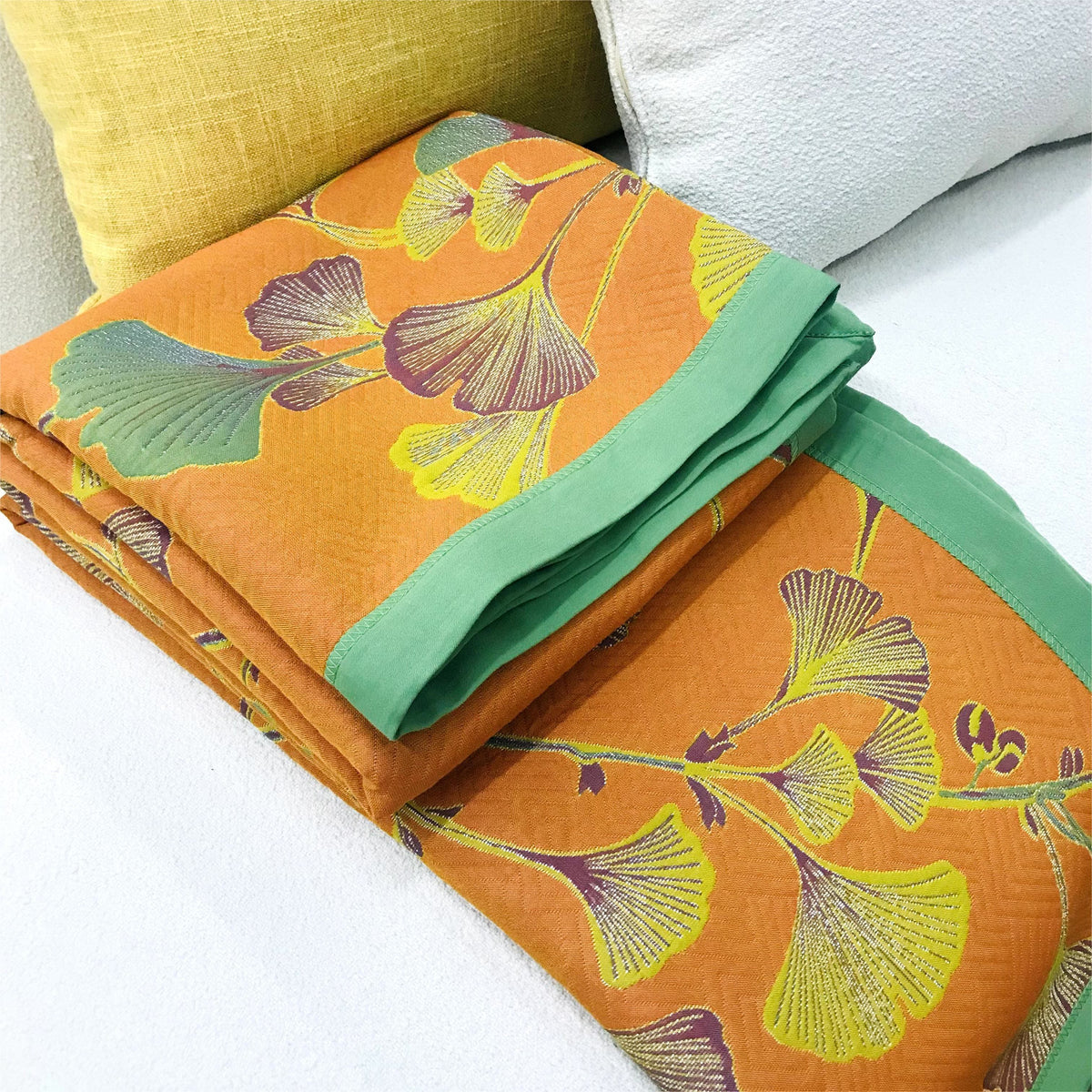 Lund Reversible Jacquard Quilt - Ginkgo Bed Cover