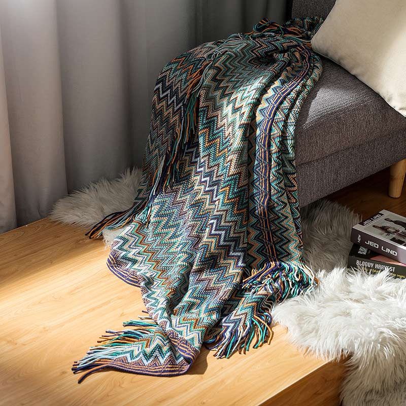 Glad Striped Throw Blanket with Tassels - Sofa Throw