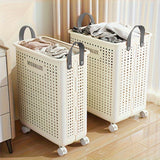 Foldable Laundry Basket with Wheels - Rolling Hamper