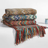 Glad Striped Throw Blanket with Tassels - Sofa Throw