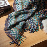 Glad Striped Throw Blanket with Tassels - Sofa Throw