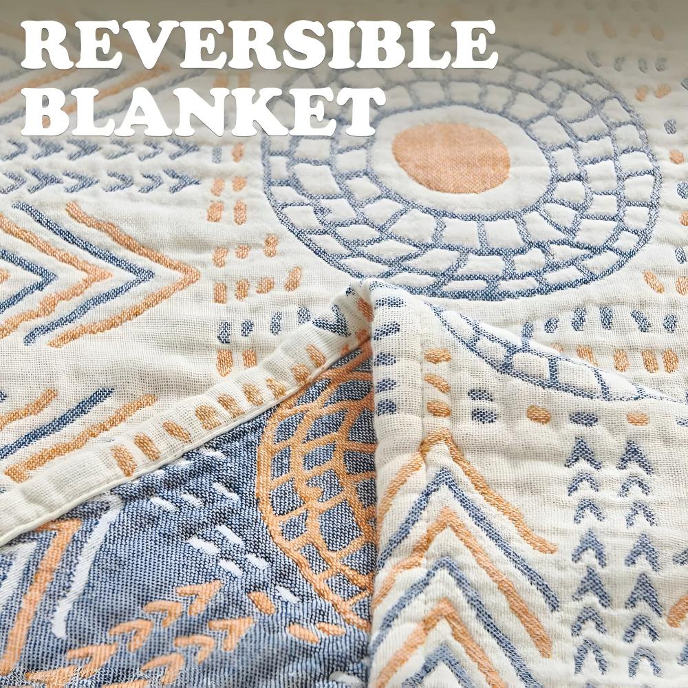 Reversible Cotton Throw Blanket - Sofa Cover & Bedspread