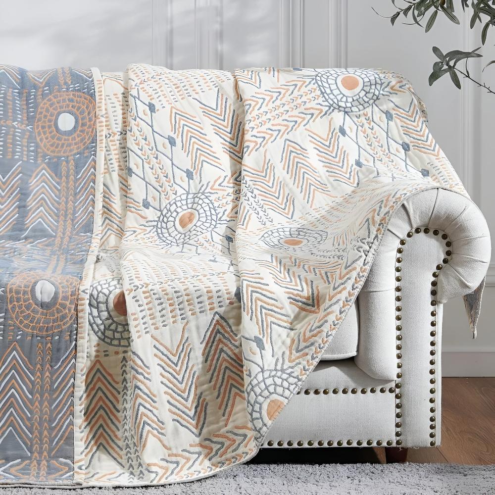 Reversible Cotton Throw Blanket - Sofa Cover & Bedspread