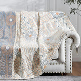 Reversible Cotton Throw Blanket - Sofa Cover & Bedspread