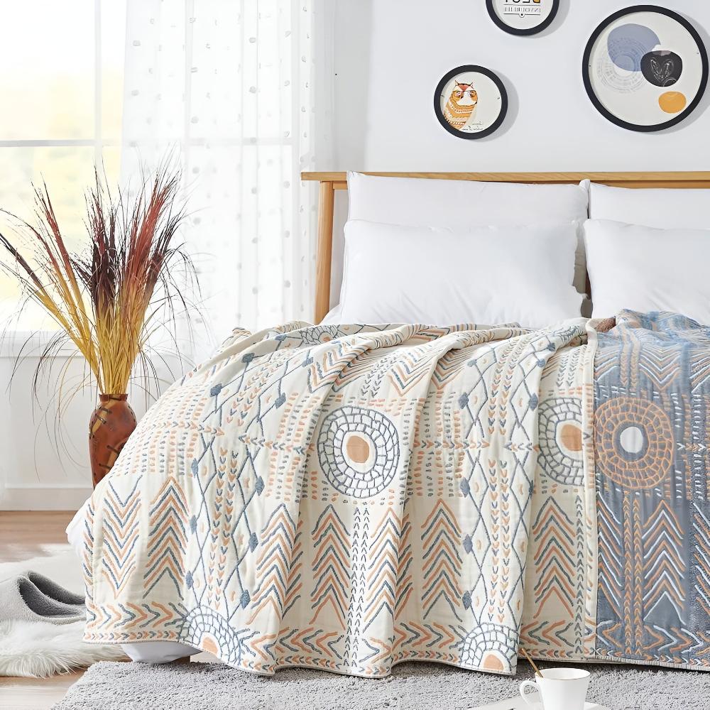 Reversible Cotton Throw Blanket - Sofa Cover & Bedspread