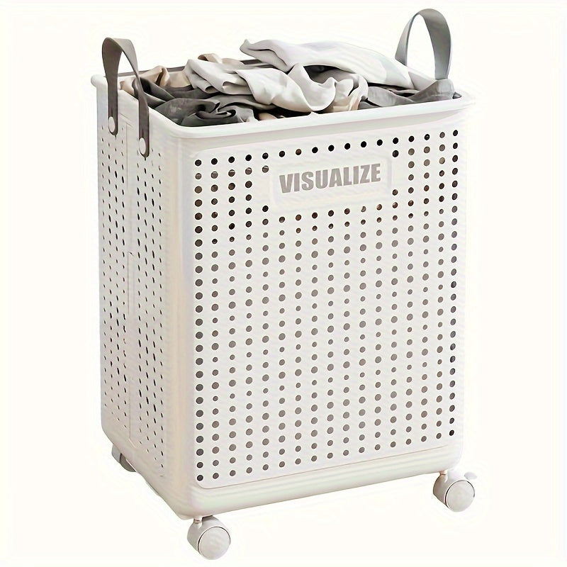 Foldable Laundry Basket with Wheels - Rolling Hamper