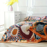 Cotton Throw Blanket - Sunburst Print All-Season Bedspread