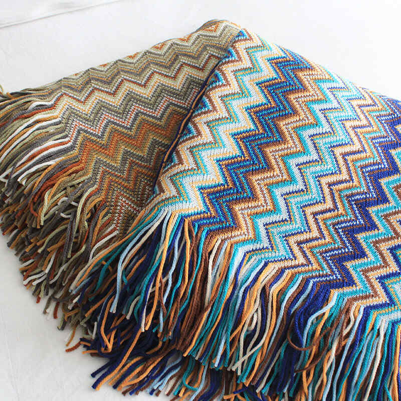 Glad Striped Throw Blanket with Tassels - Sofa Throw