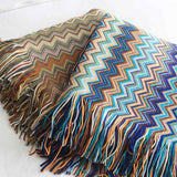 Glad Striped Throw Blanket with Tassels - Sofa Throw