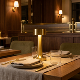 Halden Retro Bar LED Table Lamp on a restaurant table