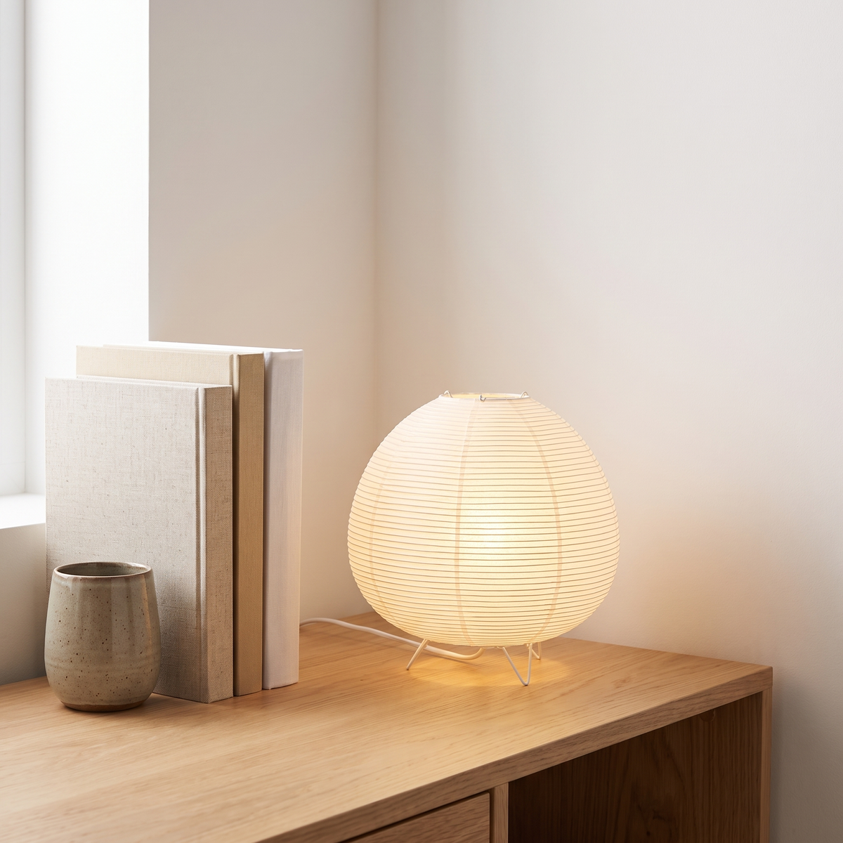 Halden Japanese Lantern Lamp on a study console