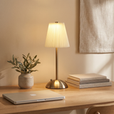 Halden Pleated Touch Desk Lamp on a modern desk