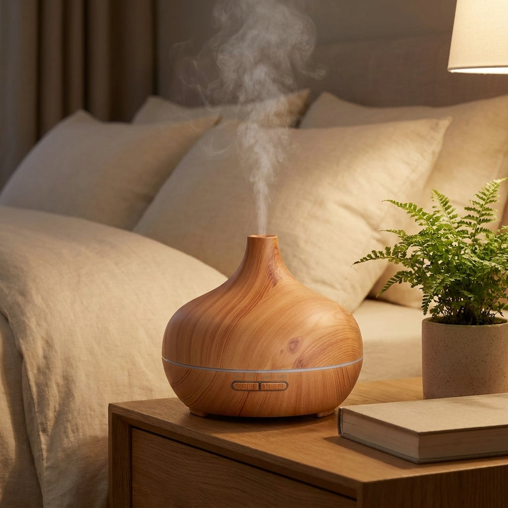 Wood Grain Aromatherapy Diffuser - bedroom environment