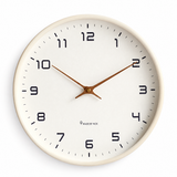 Silent Wall Clock with creme frame on white background