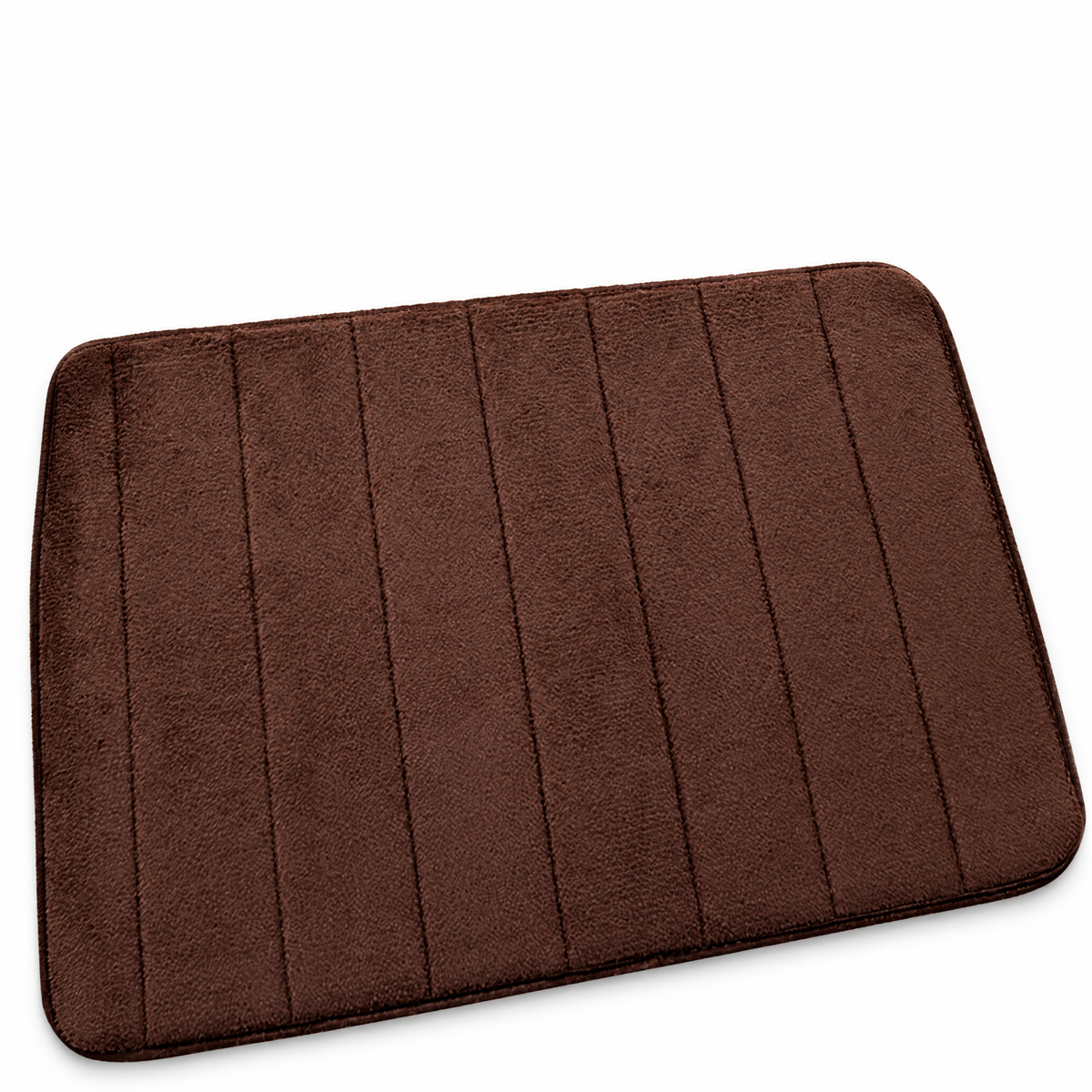 Plush anti-slip bath mat in brown on white background