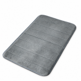 Plush anti-slip bath mat in grey on white background