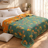 Lund Reversible Jacquard Quilt on an oak bed