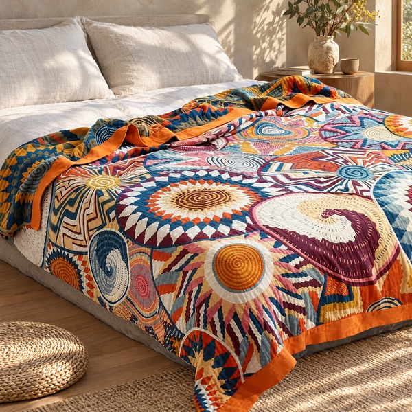 Sunburst cotton throw blanket in a Sydney home