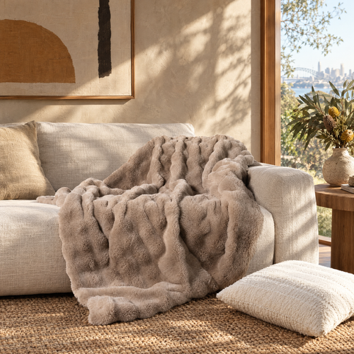 Faux fur throw in a Sydney home