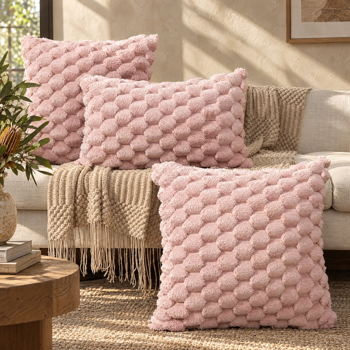 3D grid cushion cover in a Sydney home