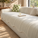 Scalloped herringbone couch cover in a Sydney home